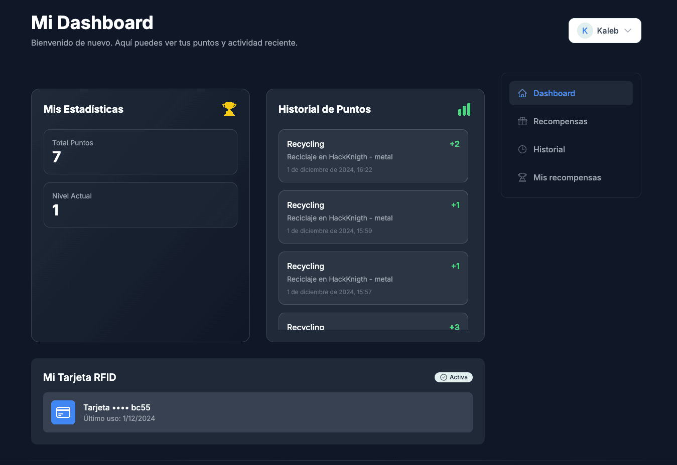 Captura del proyecto RecycLab - Sistema de Reciclaje Inteligente